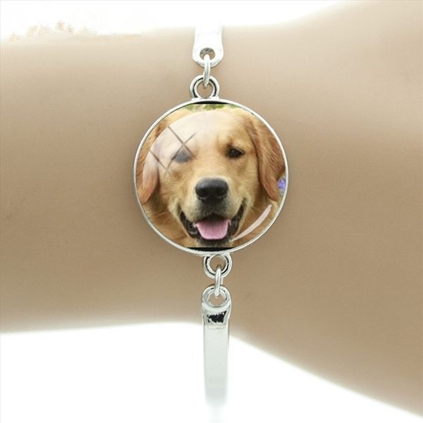 

cute dog bracelet spirited retriever luby brown labrador greyhound round glass men women fashion lovely jewelry dg19, Black