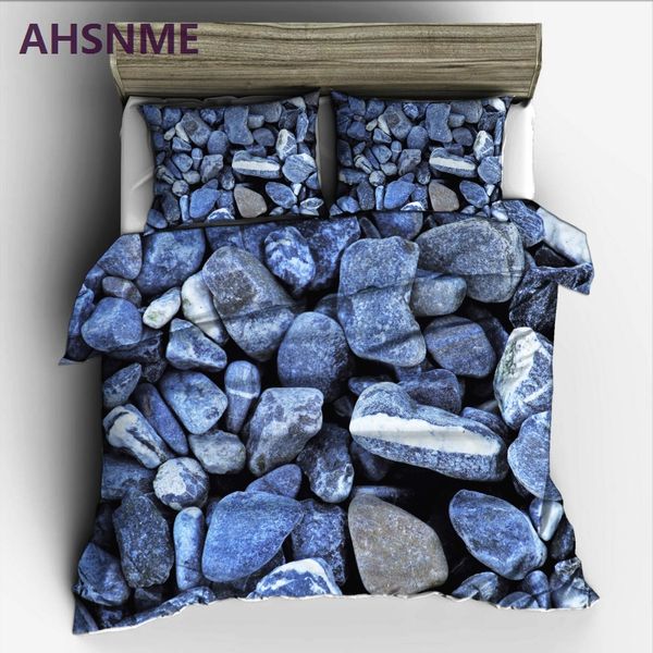

ahsnme summer cool natural stone pattern bedding set high-definition print quilt cover for ru au eu king  double size