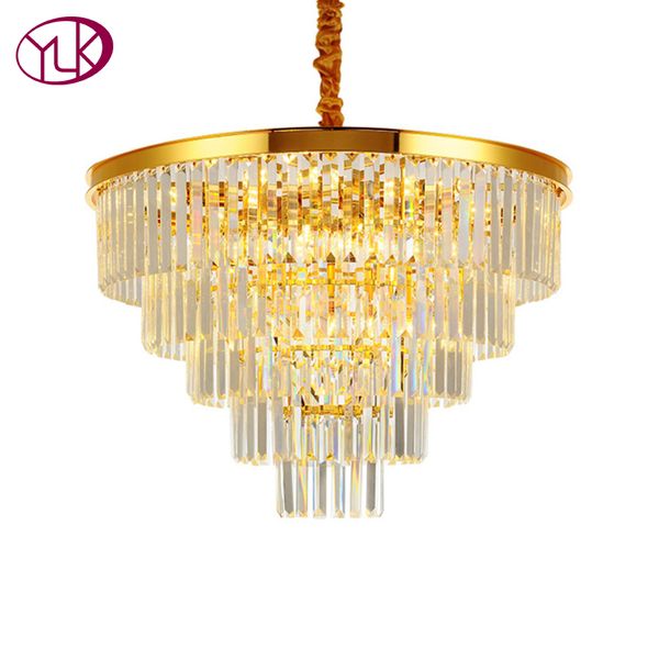 Youlaike Gold Modern Crystal Chandelier Living Dining Room Led Hanging Lighting Fixtures Round Home Crystal Lamps Lantern Chandelier Globe Chandelier