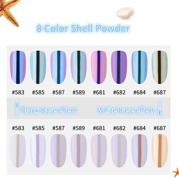 

1 box pearl shell chameleon mirror nail powder glitters diy shell nail art chrome pigment dust manicure decoration, Silver;gold