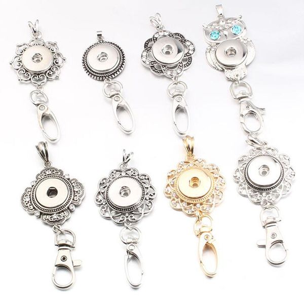 

8style 18mm snap button pendant metal snap button badges pendant necklace owl charms women's stering silver jewelry charms, Bronze;silver