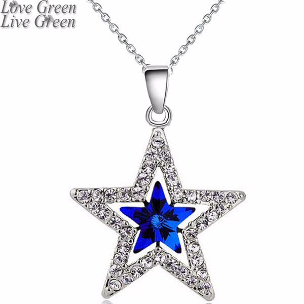 

2017 fashion design women girl couple gifts 18kgp austrian crystal moon star sky pendant necklace fashion jewelry 80029, Silver