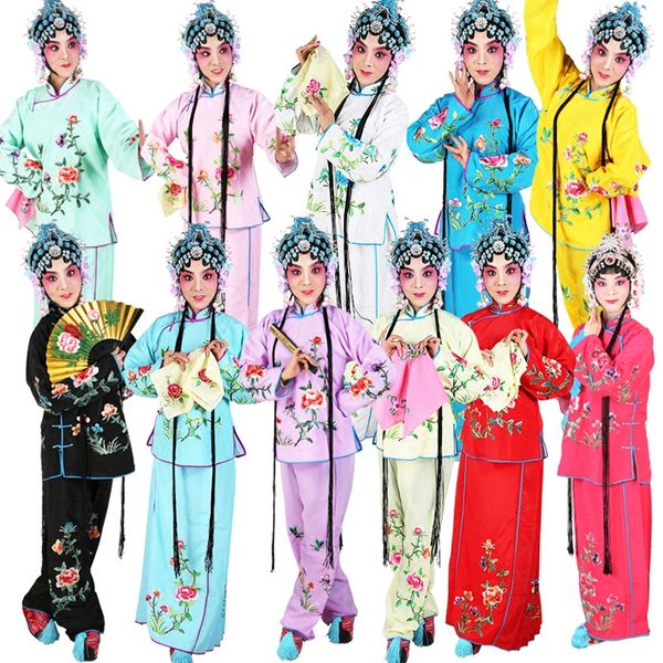 Chinesische Peking-Bühnenkostüme, Opern-Drama-Outfit, Jacke + Rock, Peking, Anhui, Henan, Sichuan, Kantonopern, bestickte Kleidung