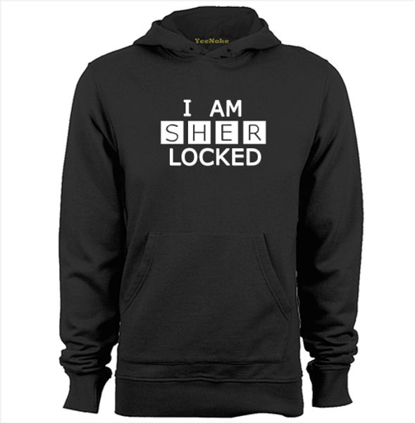 

i am sherlock mens & womens long sleeve hoodies print sweatshirts, Black