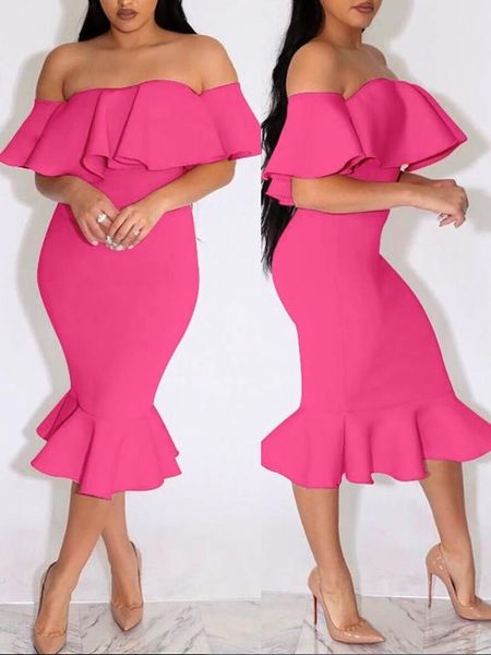 

plus size evening dresses 2018 fuchsia satin short sleeves mermaid maid of honor gowns guest mother party dress, Black;red