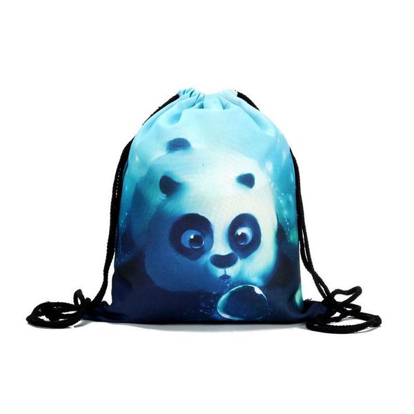 

new arrival 3d printed panda pattern storage drawstring bag backpack student's backpack selling