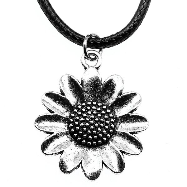 

wysiwyg 5 pieces leather chain necklaces pendants choker collar vintage necklace handmade sunflower flower 30x25mm n6-b14093, Golden;silver