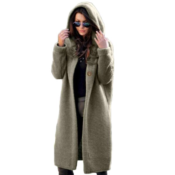 

long cardigan women autumn 2018 fashion hooded long knitted sweater female winter casual yellow coat sweater robe, White;black