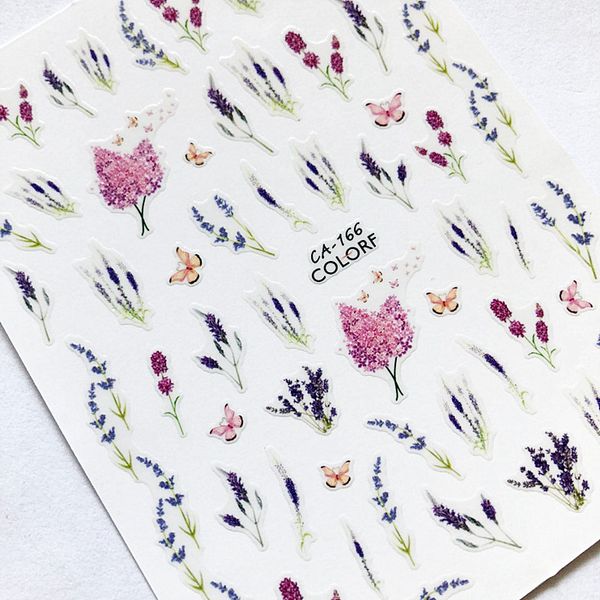 

tsc-ca-166 purple flower cheetsan brand 3d nail art stickers nail decals export quality gold sticker, Black