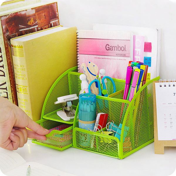 

new colorful home office school metal deskstorage box organiser drawer pen card office zakka organizer stationery holder