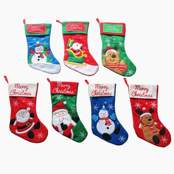 

вышивка рождественские чулки санта клаус снеговик носки рождественская елка висит украшения фестиваль партии орнамент декор подарочная сумка