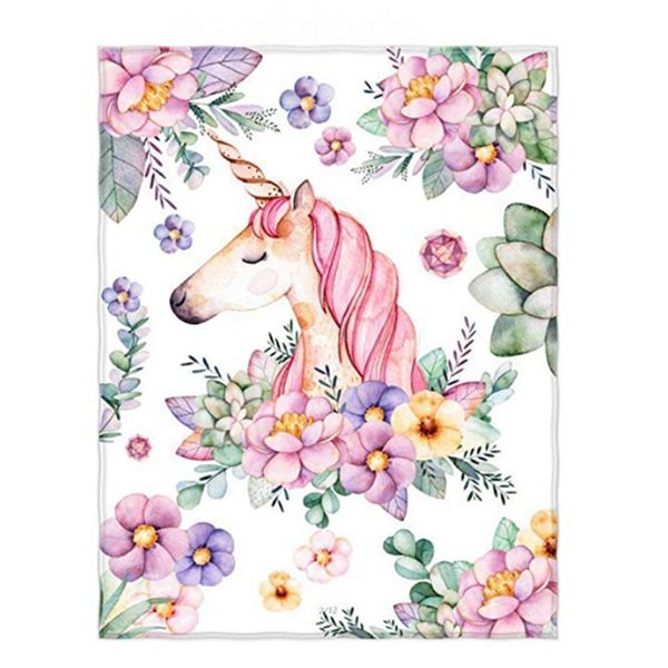 

cute unicorn and flower print super soft throw blanket for bed couch sofa lightweight travelling camping inch throw size for kid