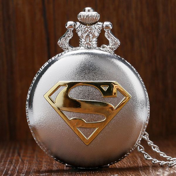 

2018 new arrival with necklace chain pocket watch quartz necklace popular watch hero mark s case fob gift bag, Slivery;golden