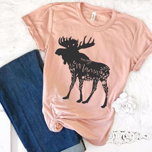 

2018 mama moose tee women t-shirts streetwear tshirt plus size female tees vintage new gothic pink, White