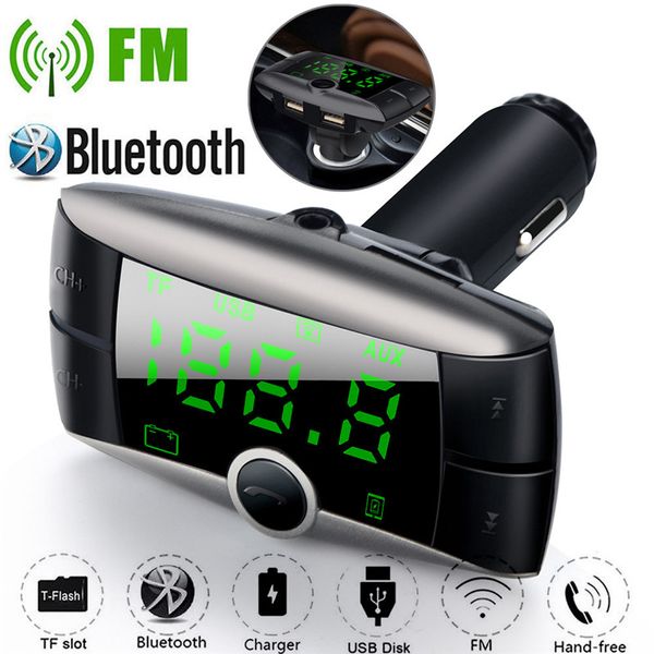 

car wireless bluetooth fm transmitter modulator car kit mp3 player handsmusic audio with dual usb interface charger