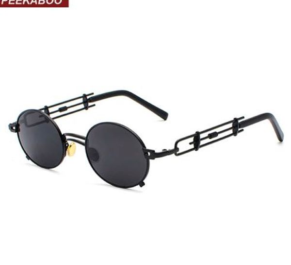 

men sunglasses steampunk retro peekaboo round vintage for male summer black sun oval women frame glasses metal red gift waffj, White;black
