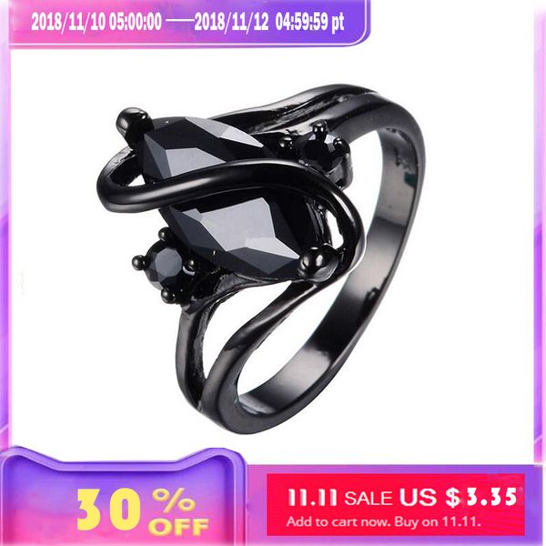 

stainless steel black stone ring with purple crystals for male/women/men/couples punk jewelry display black engagement rings2018, Golden;silver