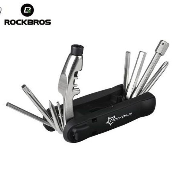 ROCKBROS 12 em 1 Ferramenta de Bicicleta MTB Bicicleta Multifuncional Mini Reparação Dobrável Conjunto de Ferramentas Kit Falou Ciclo Multi Ferramenta Conjuntos de Chave Preto