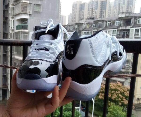 

kids big boy shoes 11s concord 45 platinum tint cap and gown prom night gym red bred legend blue mens women trainers sports sneakers us 4-13, Black
