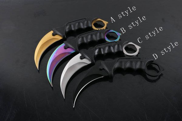 

4 Styles Karambit Claw Outdoor Gear Fixed Fan Knife EDC 5CR15MOV 57HRC Steel Blade Utility Tactical Hunting Gift Knives With Sheath P183F R