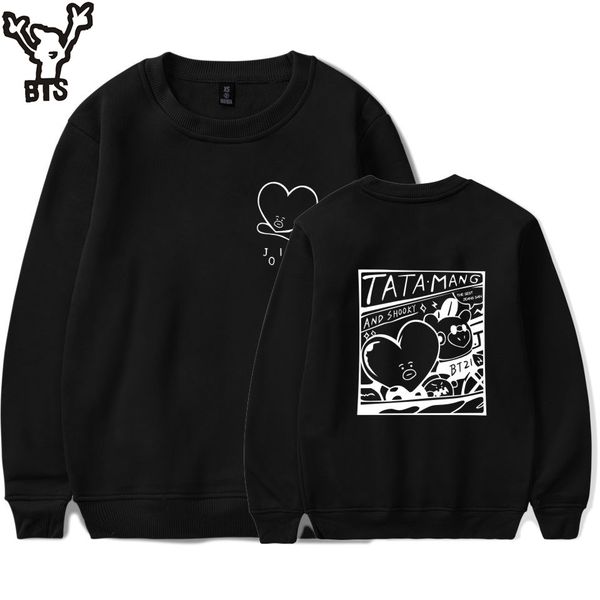 

k- love yourself capless sweatshirt women bangtan boys v jimin sweatshirt women/men 2018 bts fashion kawaii clothes 4xl, Black