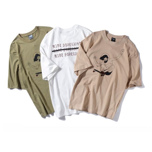 

New Kanye Fashion Shirt Mens Drop Shoulder Tees Short Sleeve Losse T shirt Funny Letter Printed T-shirt Clothing