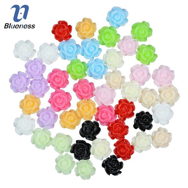 

blueness 50pcs/lot 12 colors 3d resin rose flowers design nail art decorations studs design diy manicure gel accessories jh030, Silver;gold