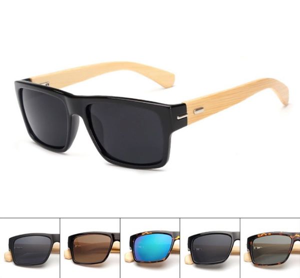 Bambus-Sonnenbrille, Quecksilbergläser, Holzbügel, quadratischer Kunststoffrahmen, handgefertigt, Logo, graviert, OEM-Großhandel