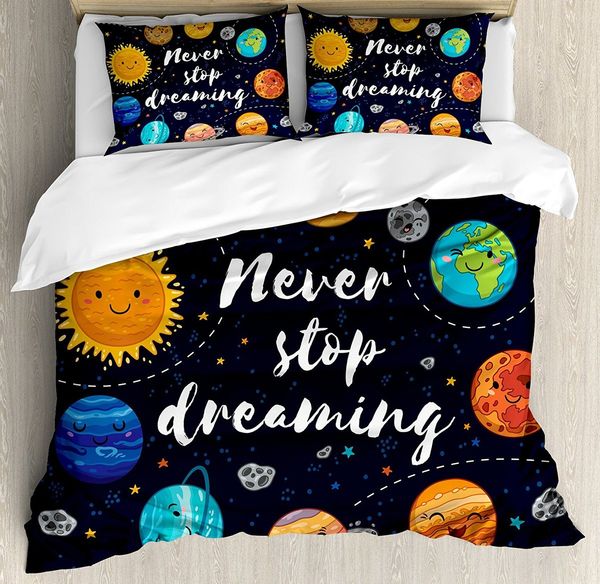 Quote Duvet Cover Set Outer Space Planets And Star Cluster Solar