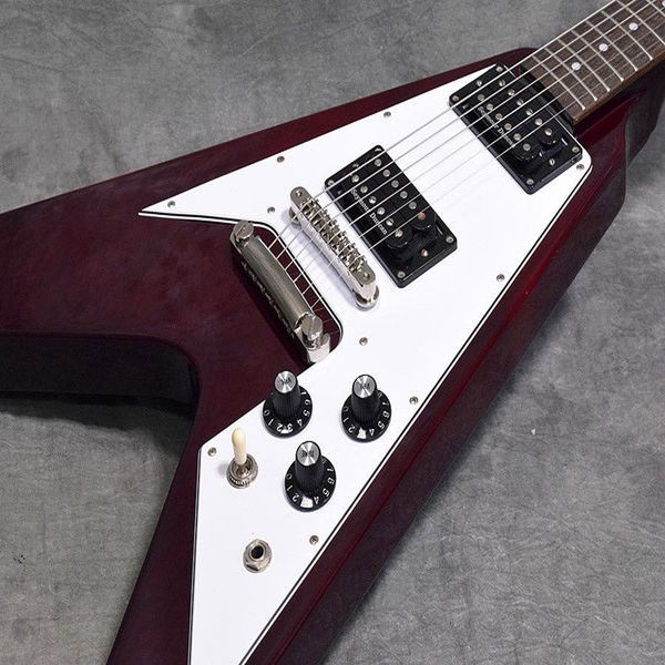 

chestnut red/ flying v electric guitar/mahogany body/rosewood fingerboard/22 frets/6 string electric guitar