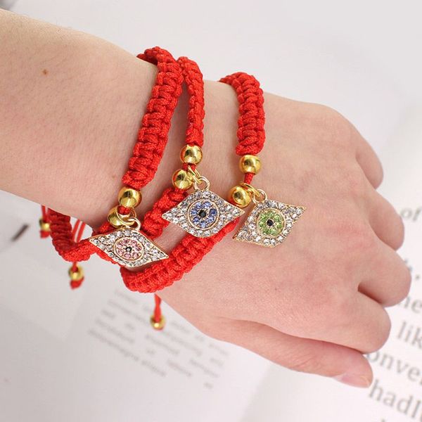 

lucky hamsa evil protect kabbalah red string bracelets crystal evil eyes jewelry, Golden;silver