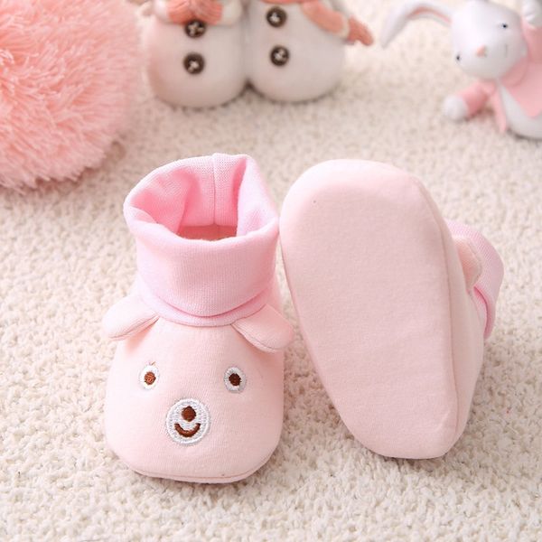 

0-12 months 1 year old spring and autumn pink winter female baby cotton shoes newborn children soft bottom shoes