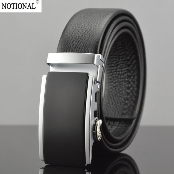 

notional men belt men leather belt male genuine leather belts cowskin automatic buckle fashion gift nx1004b, Black;brown
