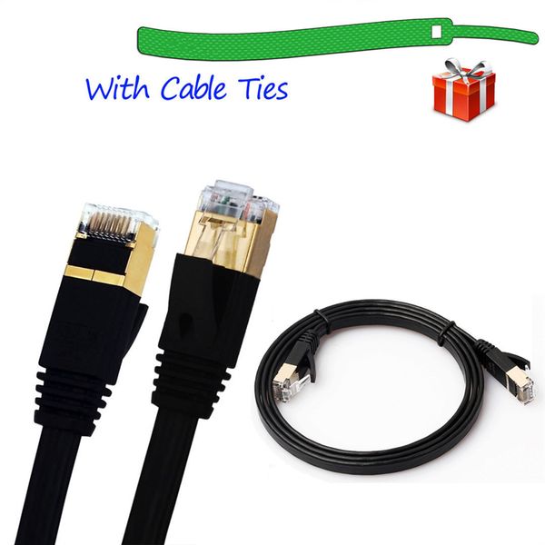 

CAT-7 10 Gigabit Ethernet Ultra Flat Patch Cable for Modem Router LAN Network Built with Shielded RJ45 Connectors 1/1.8/3/5M