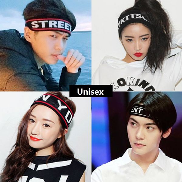 

fashion elastic sports headband for women men hairband embroidery letters hip hop headwear yoga fitness hair accessories