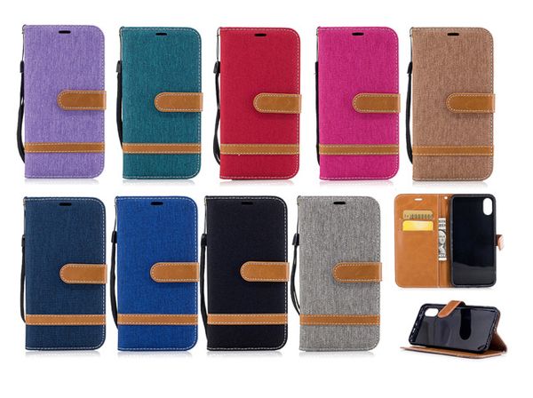 

denim jeans canvas card wallet flip leather cover case for iphone 11 pro max xs xr 8 7 6s plus iphone se