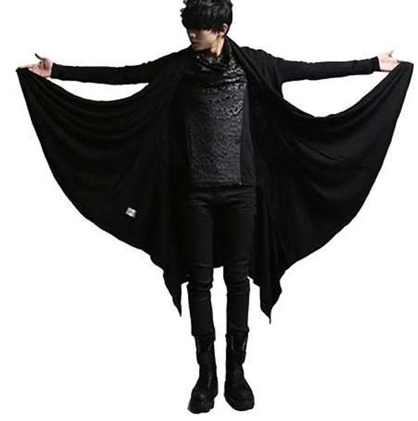

male trench coat men black long punk rave steampunk mens gothic coat cloak manteau hip hop stage mens vintage windbreaker f81, Tan;black
