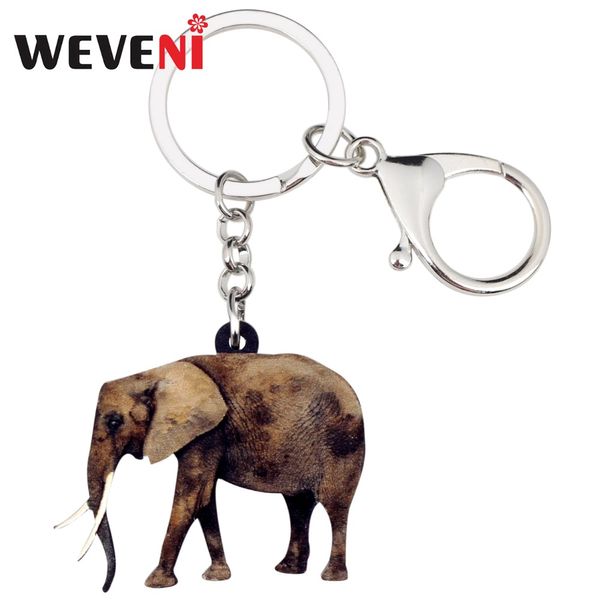 

weveni acrylic walking jungle elephant key chains keychain rings trendy jewelry for women girls ladies handbag car animal charms, Silver