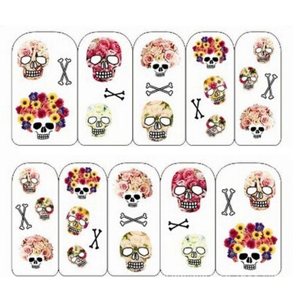

1 sheet skull cartoon nail sticker for design nail sticker transfer art stickers decoration, Black