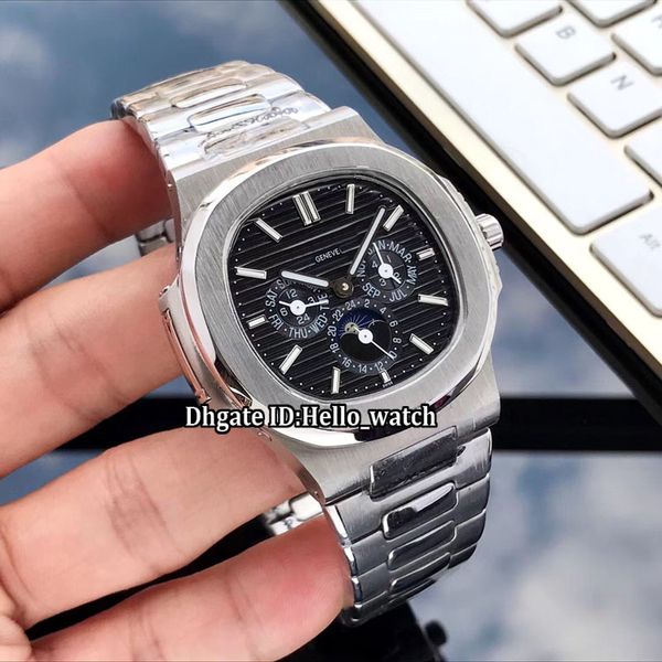 

Luxuy new port nautilu black dial 5740 1g 001 moon pha e automatic men watch 316l tainle teel bracelet brand watche