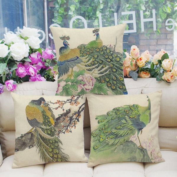 3 Different Designs Set New Home Decor Pillowcase Peacock Cushion