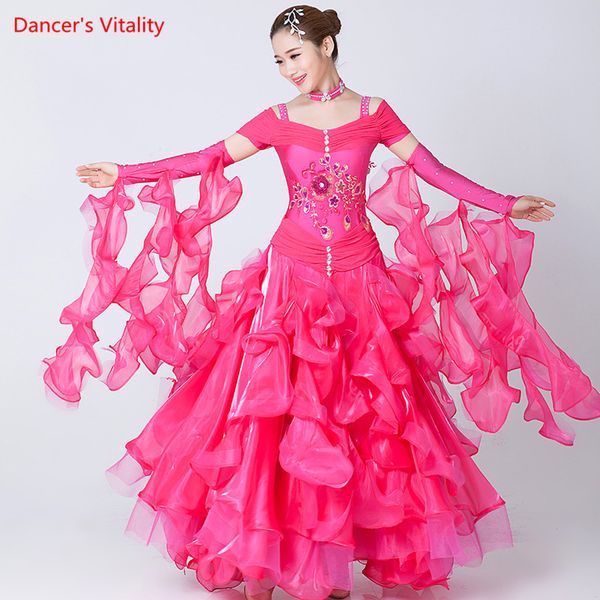

2018 new ballroom standard women dance dress embroidered dance skirt ballroom prom dresses, Black;red
