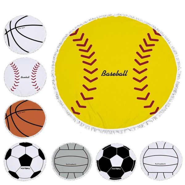 

ball pattern microfiber round beach towel for adults picnic blanket towels with tassel large sunbath plage toalla playa s3