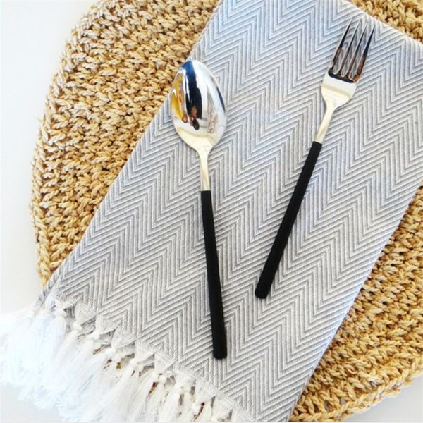 

6 шт 40 * 70см кисточкой кухни салфетка творческого ткачество главной хлопок серой декоративные ткани салфетка главная аксессуары