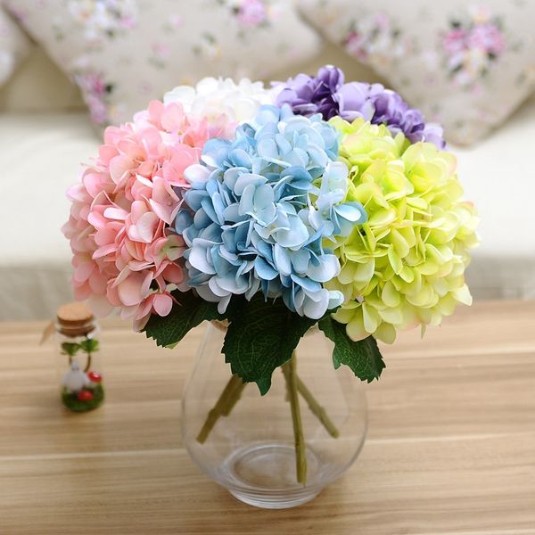 

47cm artificial hydrangea flower head fake silk single real touch hydrangeas 8 colors for wedding market home party decorative flowers