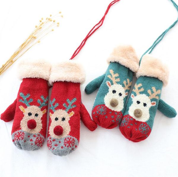 

Women Winter Gloves Christmas Elk Gloves Womens Gloves Full Finger Knitted Warm Glove Mittens Female
