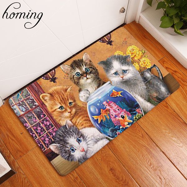 

homing new arrive rectangle light door mats cute cartoon kitten cats printed carpets anti slip modern kitchen rugs home decor