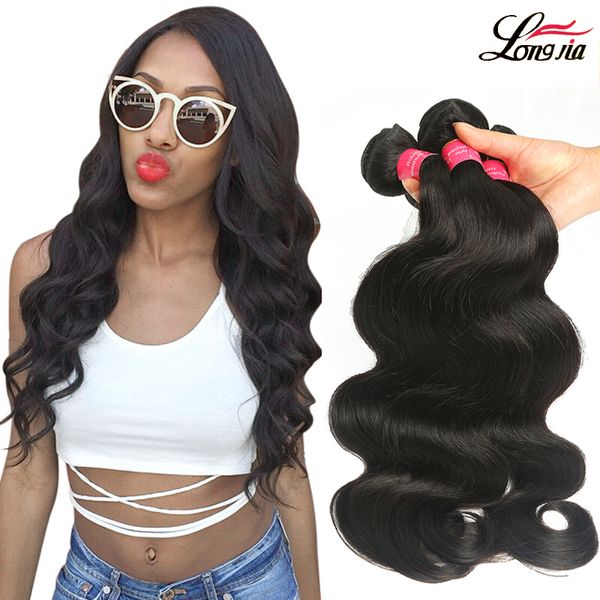 

8a 100% unprocessed hair weave indian body wave hair extensions indian virgin human hair body wave 3 bundles body wave bundles, Black