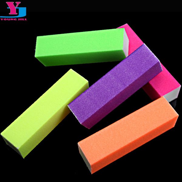 

50pcs/lot wholesale fluorescent color buffing sanding buffer block nail art manicure tips tool esponja maquiagem mix color