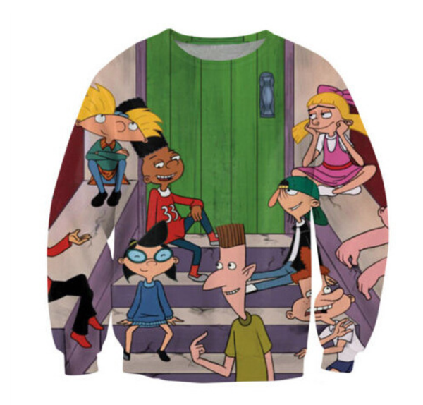 

wholesale-fashion womens/mens cartoon funny 3d print casual sweatshirt qq031, Black